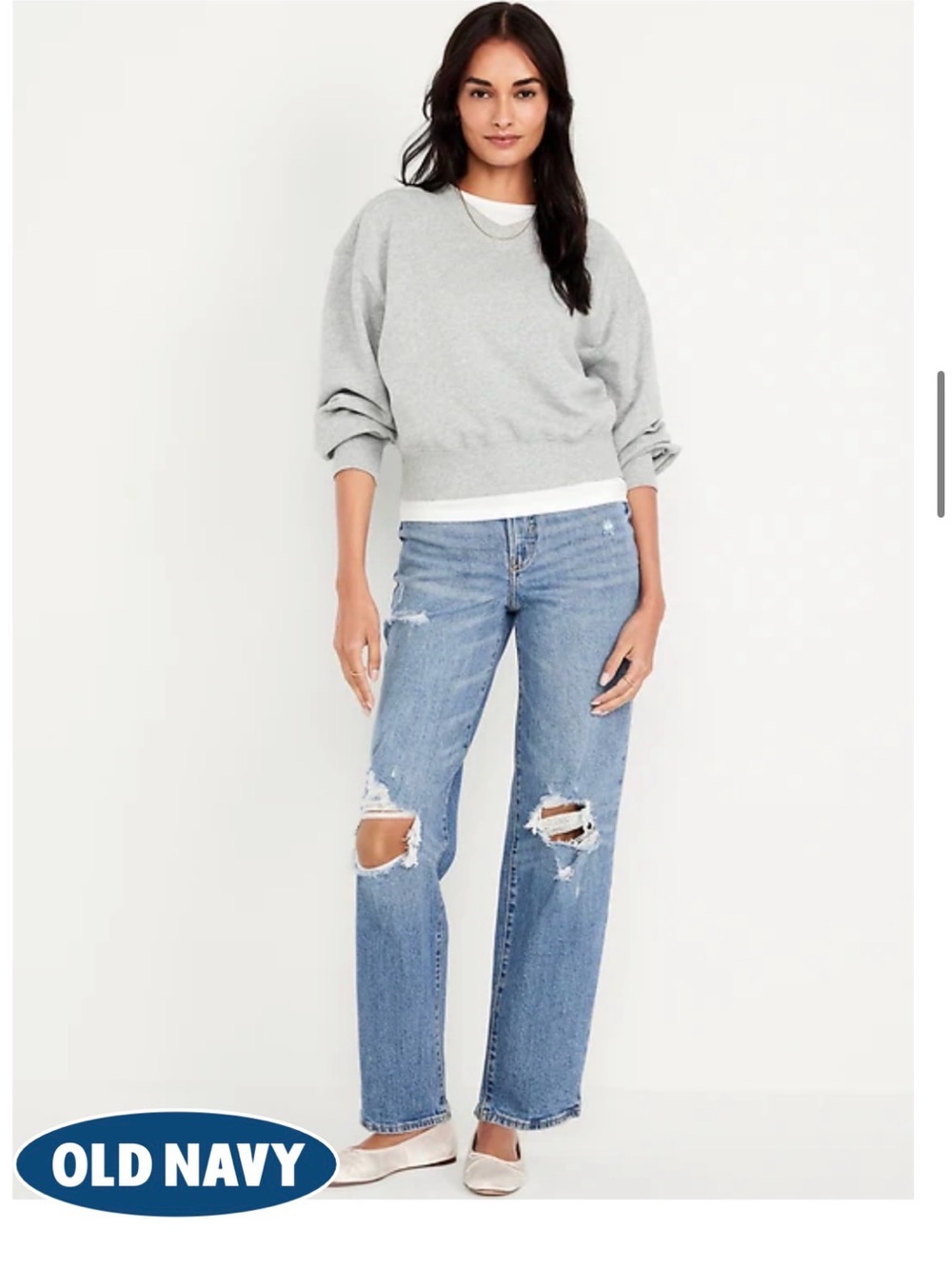 Distressed Straight-Leg Jeans